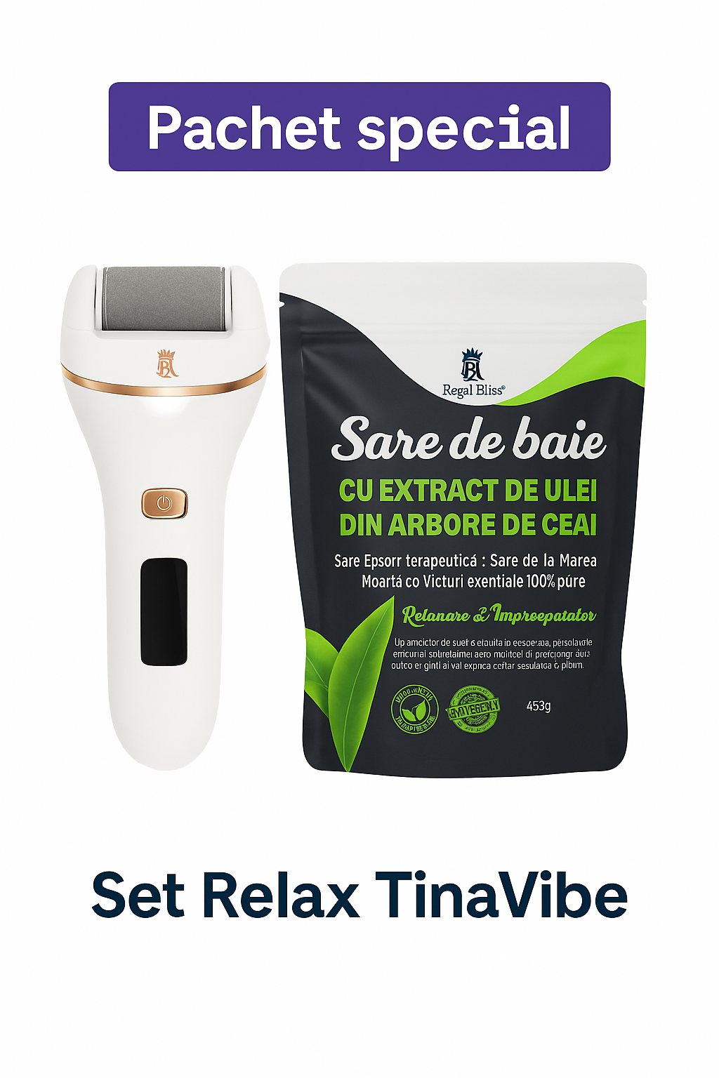 pachet pilă electrică și sare de baie