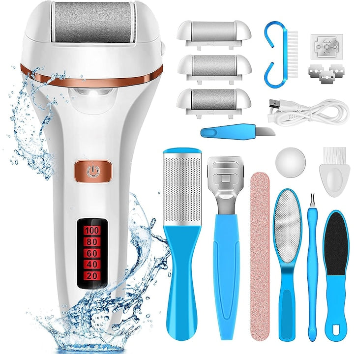pilă electrică pentru călcaie cu set complet de accesorii